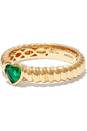 Anita 18kt Thin Zoe Gelbgoldring mit Smaragd