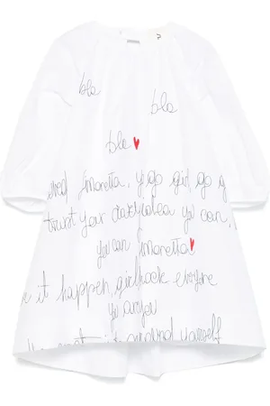 Simonetta Kleid mit Slogan-Stickerei