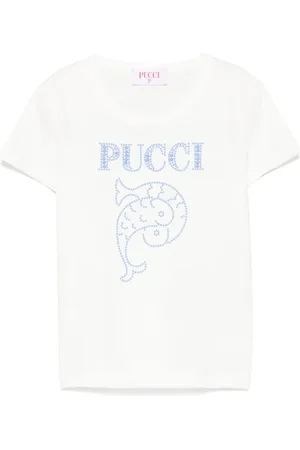PUCCI Junior T-Shirt mit perlenverziertem Logo