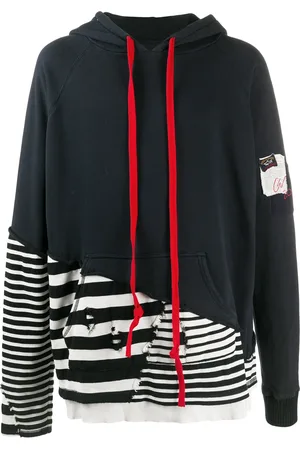 GREG LAUREN Gestreifter Patchwork-Kapuzenpullover