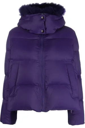 YVES SALOMON Gefütterte Kapuzenjacke mit Pelzbesatz