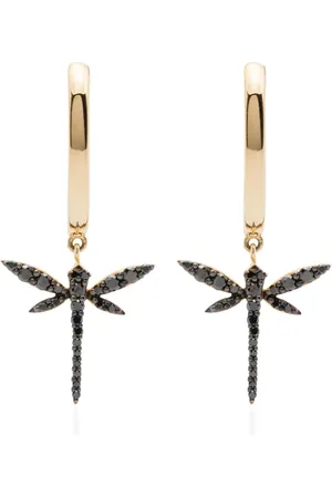 ANAPSARA Kleine 18kt Dragonfly Gelbgoldohrringe mit Diamant