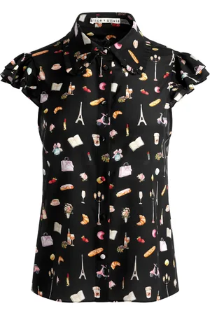 ALICE+OLIVIA Martel Flutter Seidenbluse