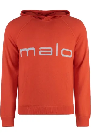 Malo Gestrickter Hoodie mit Intarsien-Logo