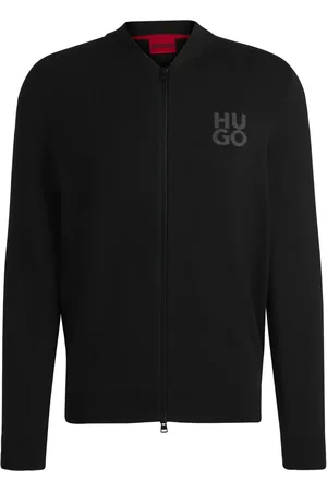 HUGO BOSS Reißverschluss-Pullover mit Logo-Intarsie