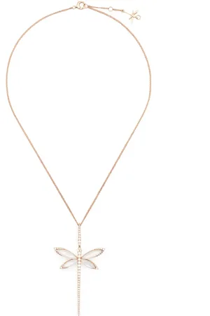 ANAPSARA Kleine 18kt Dragonfly Rotgoldhalskette mit Diamant