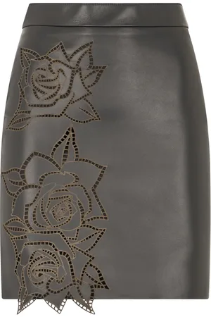 Roberto Cavalli Rosen-Minirock mit Laser-Cuts