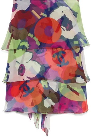 CHANEL 2000s Minirock mit Blumen-Print