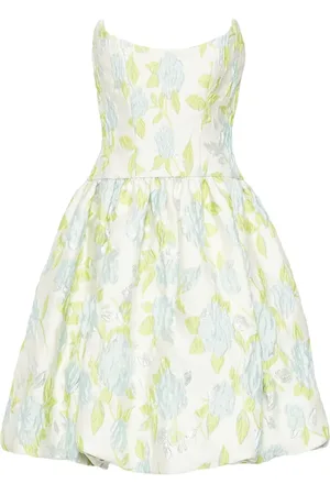 Amsale Kleid aus Blumen-Jacquard mit Ballonsaum