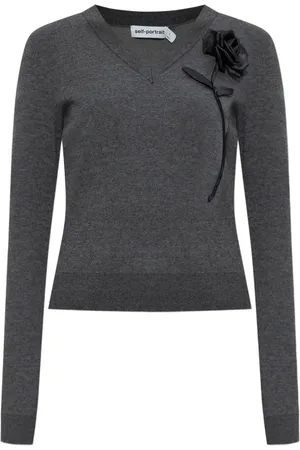 Self-Portrait Pullover mit Blumenapplikation