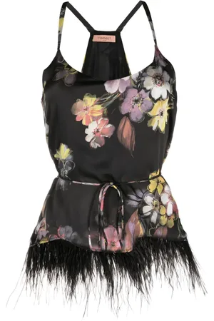 Twin-Set Camisole-Top mit Federbesatz