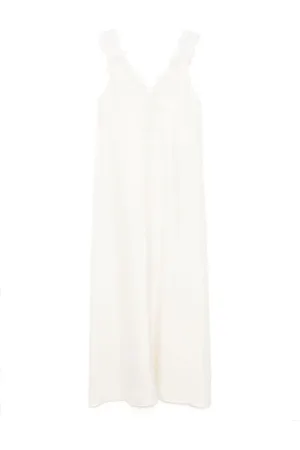 Rohe Seidenkleid mit Spitze