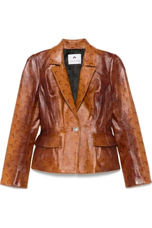 Marine Serre Lederjacke mit Moon-Airbrushed-Effekt