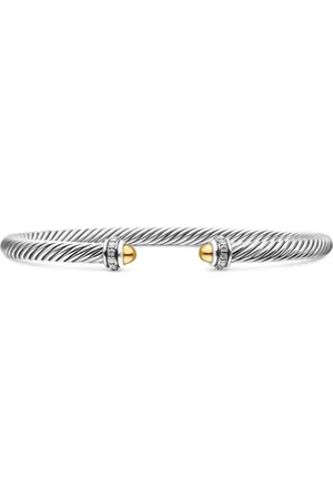 David Yurman 18kt Classic Cable Gelbgold- und Sterlingsilberarmband mit Diamant 4mm