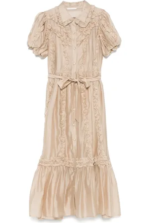 CENERE GB Gerüschtes Midikleid