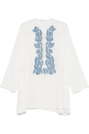 ERMANNO SCERVINO Krepp-Chino-Tunika mit Blumenapplikation