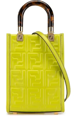 Fendi 2021-2024 mini Sunshine Satchel-Tasche aus Leder mit Zucca-Prägung