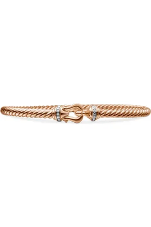 David Yurman 18kt Buckle Cablespira Rotgoldarmband mit Diamanten (3,5mm)