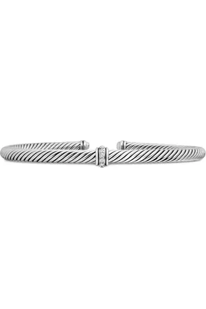David Yurman Classic Cable Station Sterlingsilber-Armband mit Diamanten (4mm)
