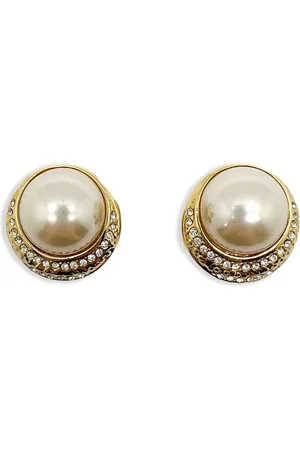 JENNIFER GIBSON JEWELLERY 1980s Vintage Grand Pearl Crescent Ohrclips