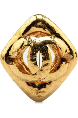 CHANEL 1980-1990 vergoldete CC Rhombus Brosche