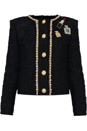 Balmain Tweed-Jacke mit Patch-Detail