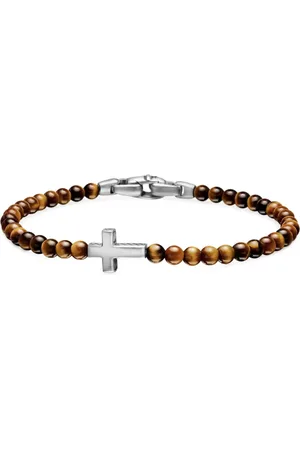 David Yurman Spiritual Beads Cross Station Armband aus Sterlingsilber 4mm