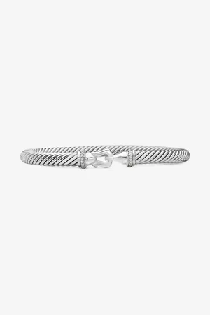 David Yurman Buckle Classic Cable Armband aus Sterlingsilber mit Diamanten (5mm)