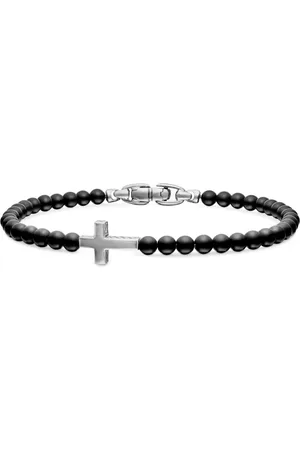 David Yurman Spiritual Beads Cross Station Armband aus Sterlingsilber 4mm