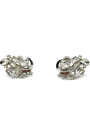 JENNIFER GIBSON JEWELLERY 1940s Vintage Crown Trifari Swirl Ohrringe mit Kristallen