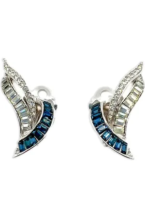 JENNIFER GIBSON JEWELLERY 1950s Paste Swoosh Ohrclips