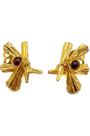 JENNIFER GIBSON JEWELLERY 1960s Bark Cabochon Ohrclips