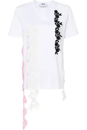 Msgm T-Shirt mit Spitzenbesatz