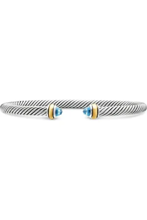 David Yurman 18kt Classic Cable Gelbgold- und Sterlingsilberarmband mit blauem Topas 4mm