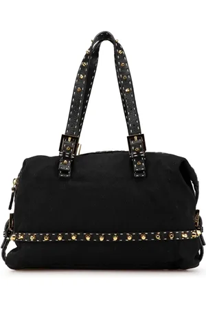 Fendi 2000-2010 Selleria Schultertasche aus Canvas mit Nieten