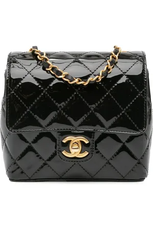 CHANEL 2021-2024 mini Square Classic Single Flap Umhängetasche aus Lackleder