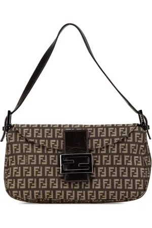 Fendi 2000-2010 Zucchino Canvas Double Flap Schultertasche