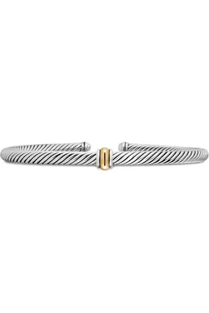 David Yurman 18kt Classic Cable Station Gelbgold- und Sterlingsilberarmband (4mm)