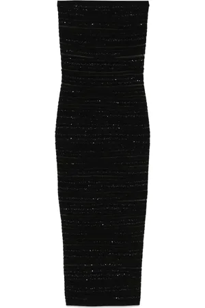 Balmain Schulterfreies Strick-Midikleid