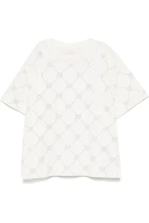 MISS BLUMARINE Crystal-logo T-shirt