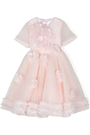 Marchesa Notte Gerüschtes Kleid mit Blumendetail