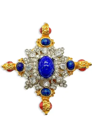 JENNIFER GIBSON JEWELLERY X Kenneth Lane 1980s Brosche in Kreuzform