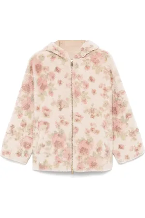 BLUMARINE Jacke aus Shearling mit Bouquet-Print
