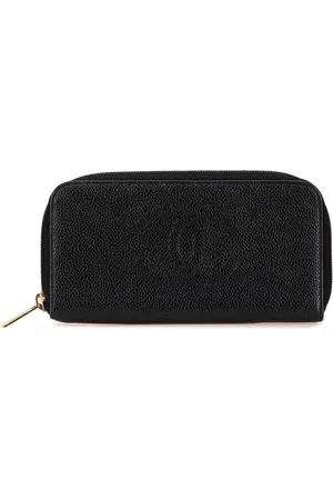CHANEL 2002-2003 längliches Portemonnaie aus Kaviarleder mit CC
