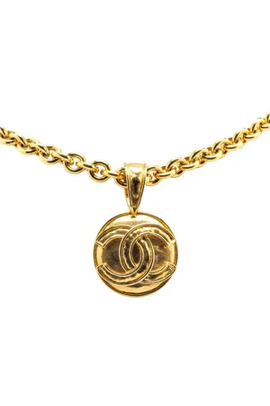 CHANEL 1994 vergoldete Halskette mit rundem CC-Anhänger