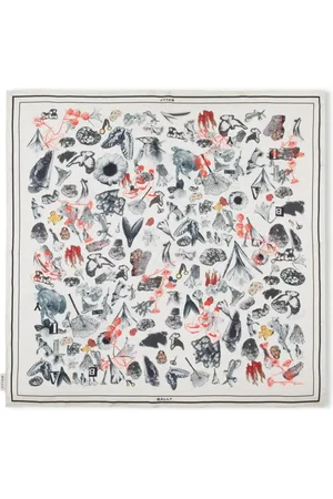 Bally Seidenschal mit Collage-Print