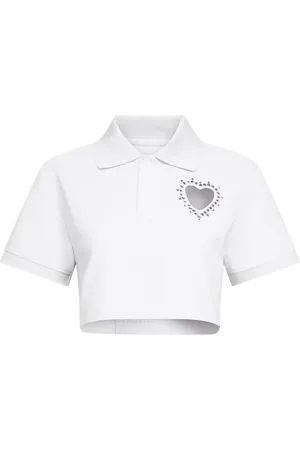 AREA Cropped-Poloshirt mit Kristallen