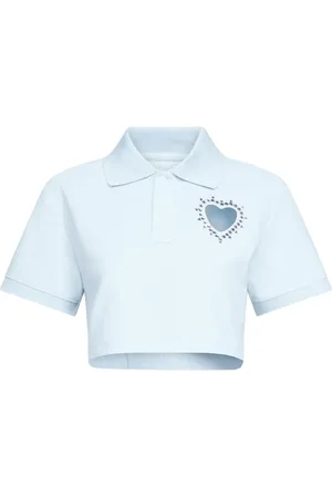 AREA Cropped-Poloshirt mit Kristallen