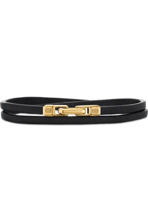 David Yurman Streamline Double Wrap Lederdarmband mit 18kt Gelbgold 4mm