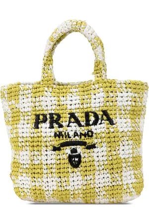 Prada 2013-2024 kleine Tote Bag mit Raffiabast-Effekt und Stickerei
